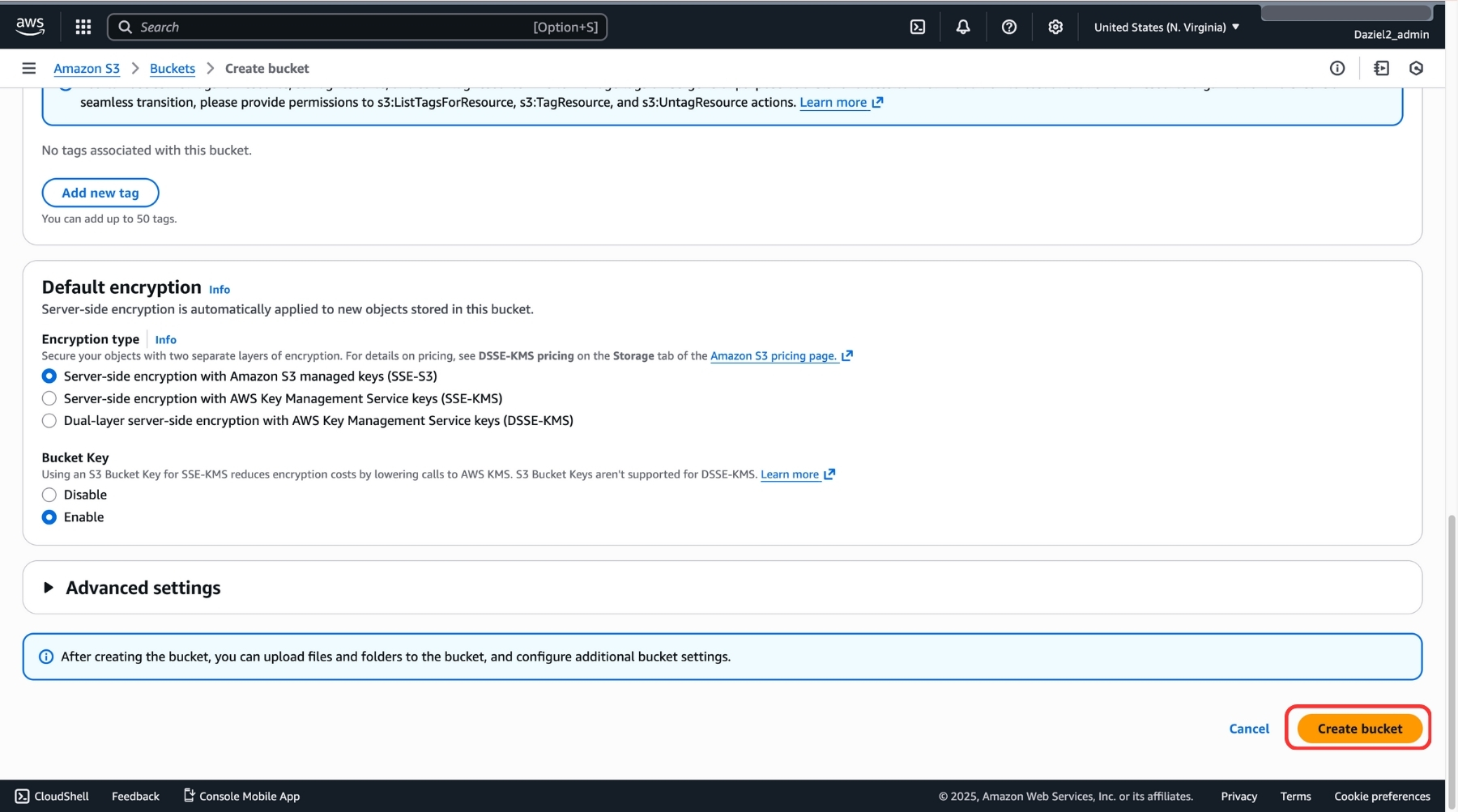 Image illustrating S3 Bucket creation interface and Region selection
