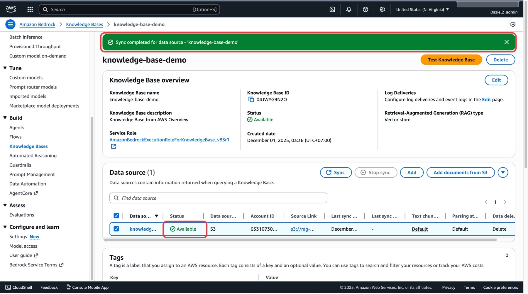 Image illustrating successful Sync status Available