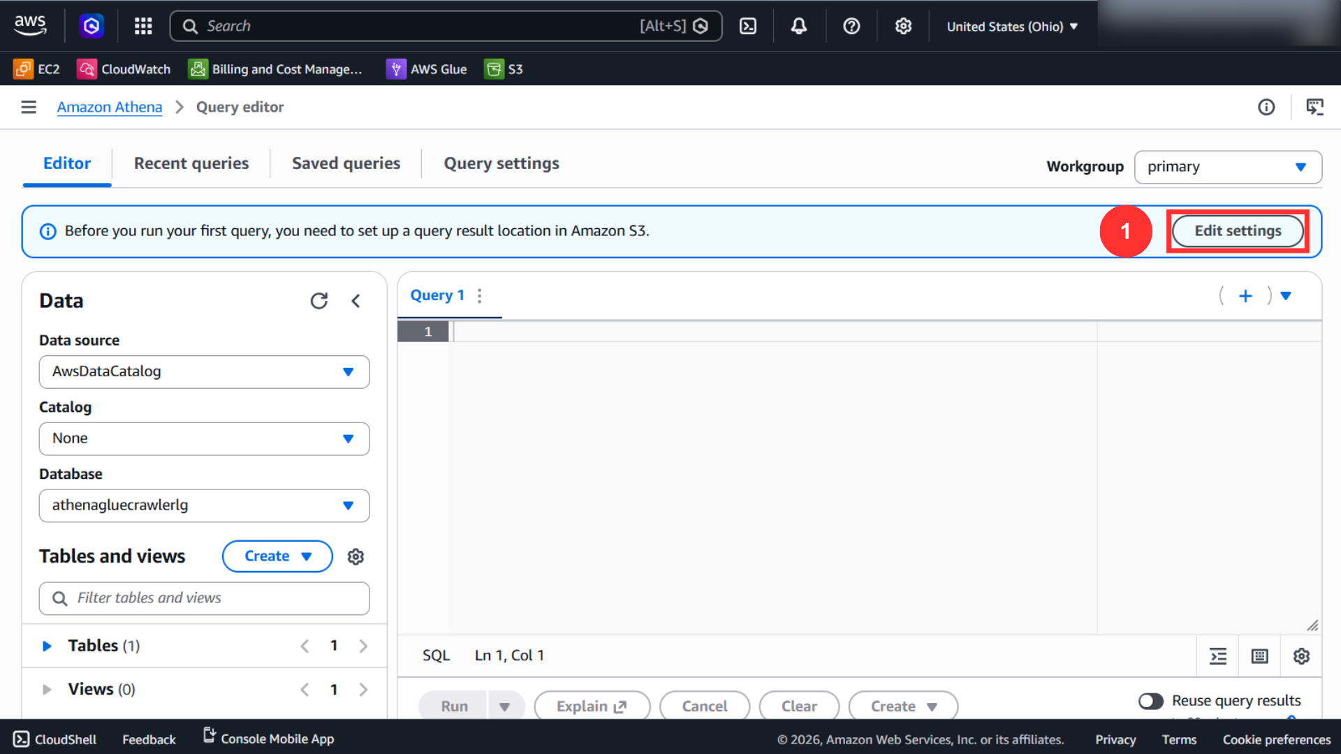 Open Athena settings