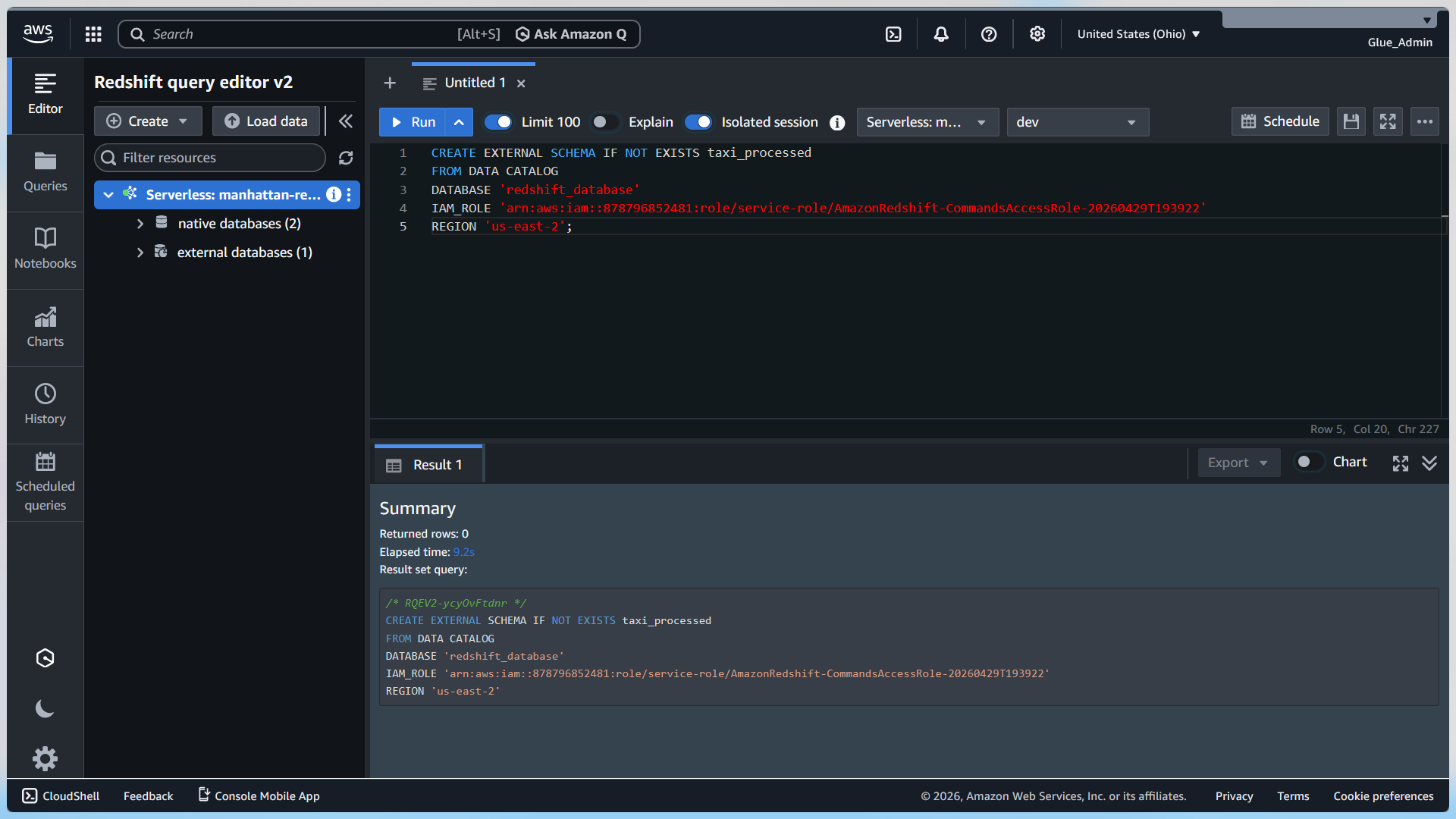 Create external schema